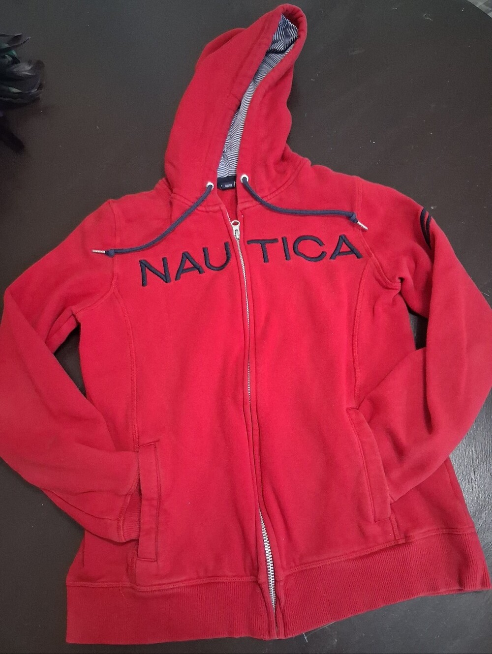 Nautica Red Full-Zip Hooded Kids Jacket with Navy Accents